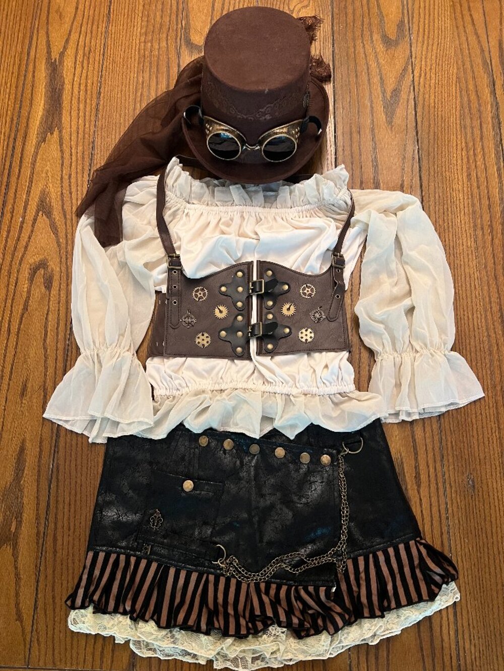 Steampunk Halloween Costume Bundle S/M 6 Piece Set